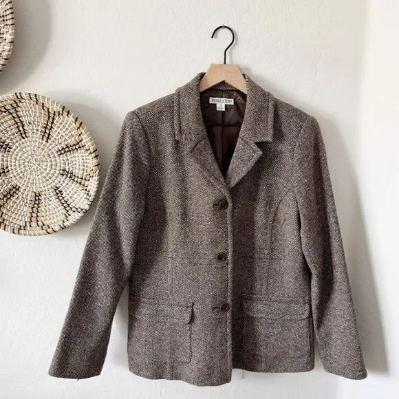 Pendleton Wool Tweed Blazer Coat Jacket Size 14 - Picture 2 of 11